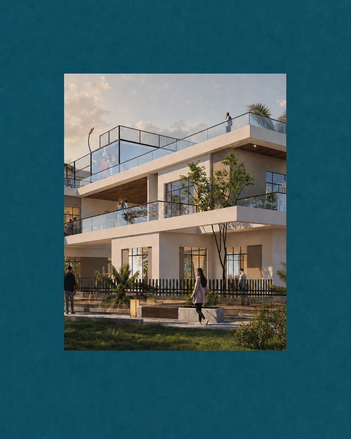 Modern terraced villa with landscaped gardens